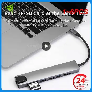 1-6 шт. C концентратор Type C разветвитель Thunderbolt 3, док-станция для ноутбука, адаптер для Macbook Air M1 iPad RJ45