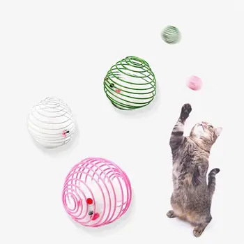 1 шт. креативный кот мяч игрушка искусственный перо декор мыши в клетке кошка играть поставок мяч игрушка кошка выступает случайный цвет прямая поставка