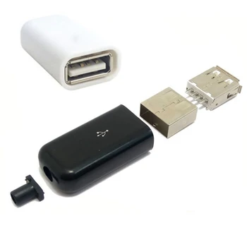 10 stücke Typ A Buchse USB 4 Pin Stecker Buchse Stecker mit Schwarz Kunststoff Abdeckung USB 2,0 Verbinden Adapter DIY