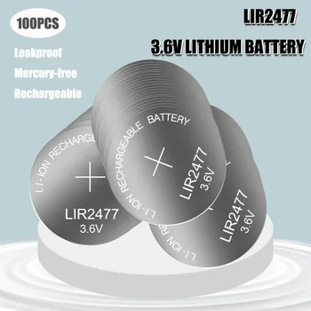 100шт LIR2477 200 мАч 3,6 В перезаряжаемая кнопочная батарея без батареи вместо CR2477 для часов автомобильный дистанционный ключ