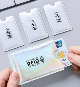 100ШТ Держатель для карт с защитой от Rfid, блокирующий считыватель, Защита для кредитных карт, алюминиевый корпус
