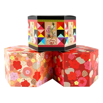 10шт Коробка для выпечки Cherry Blossom для Рождественской вечеринки, Шестиугольная коробка для шоколадных конфет, подарочная коробка для торта, Новогодняя декоративная упаковка