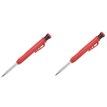 2X Маркер для глубоких отверстий, механический карандаш премиум-класса, маркер со встроенной точилкой-Для дерева, металла, камня.