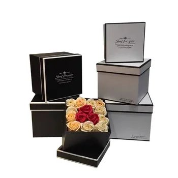 3 шт. /компл. Универсальная квадратная бумажная подарочная коробка с крышкой, цветы, упаковка для ювелирных изделий, картонная коробка, фестивальные товары