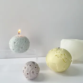 3D Силиконовая форма Earth Moon, сделай САМ, Гипсовая форма для свечи для ароматерапии, Гипсовая Форма для мыла ручной работы