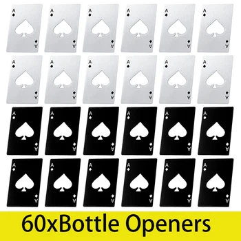60 шт. Открывалки для бутылок с покерными картами, открывалка для бутылок 