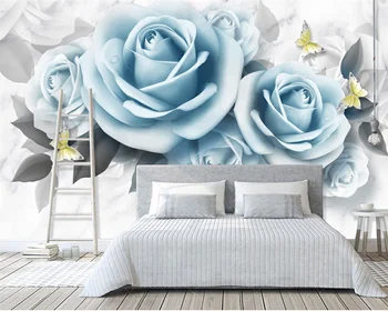beibehang Индивидуальный рисунок из бумаги, современный минималистичный свежий цветок, трехмерная роза, фон для дивана с 3D телевизором, новые обои