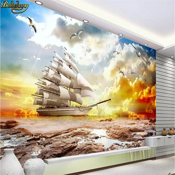beibehang Пользовательские фото papel de parede 3D обои плавное плавание красочный закат красота пейзаж ТВ фон обои
