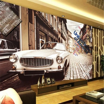 beibehang Ретро автомобиль кафе-бар ностальгический papel de parede 3D фреска обои фон спальня гостиная обои фрески-3d