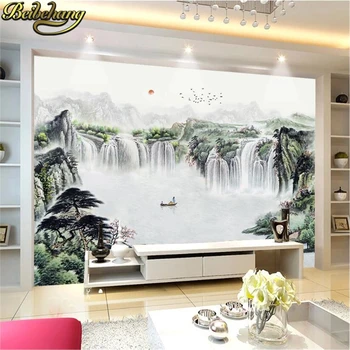 beibehang фотообои на заказ, изготовление воды, 3D-фон для телевизора, тушь, пейзаж, настенная роспись, обои, домашний декор