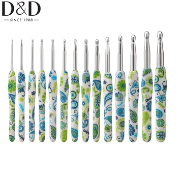 D & D 1 шт. алюминиевые крючки для вязания крючком с цветком кешью, иглы для вязания крючком 2,25-10 мм, эргономичная ручка, аксессуары для начинающих