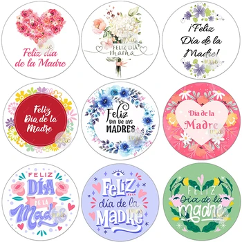 Feliz Día De La Madre Español, Декор ко Дню матери, Наклейки, этикетки, цветочные самоклеящиеся бумажные этикетки
