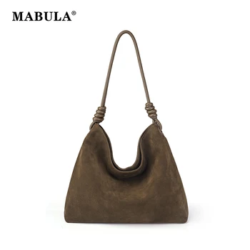 MABULA Lazy Стильная Женская сумка на одно плечо из натуральной кожи, Брендовая Дизайнерская Простая сумочка-Хобо, Роскошная Большая Женская Повседневная сумка