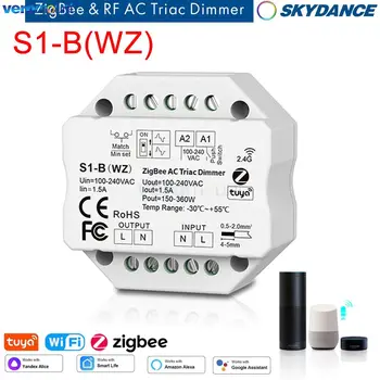 Skydance S1-B (WZ) Zigbee Диммер 220V AC 110V Tuya Smart Switch Контроллер WIFI Беспроводной RF 2.4 G Пульт Дистанционного управления для Одноцветной светодиодной Лампы