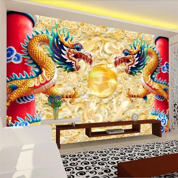 wellyu papel de parede 3d изготовленная на заказ большая фреска fashion home double dragon play beads обои для рабочего стола chinese dragon tv