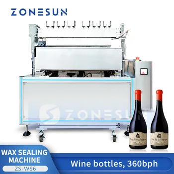 ZONESUN Полуавтоматическая машина для обмакивания винных бутылок в воск с двойным верхним резервуаром для сургуча ZS-WS6