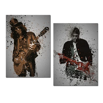 Абстрактная игра на гитаре, картина на холсте со славой, известный рок-рэпер, певец, Плакаты для украшения стен в гостиной, Фреска
