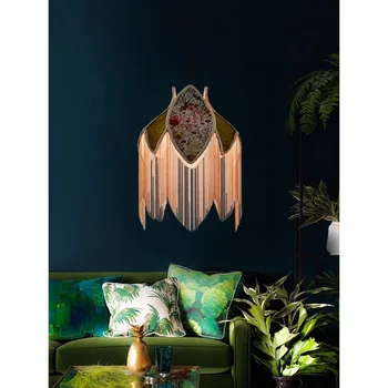 Американская ретро бархатная люстра из ткани с кисточками средневековый французский винтажный ресторан спальня гардеробная лампа на крыльце