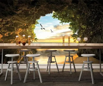 бейбеханг Пользовательские обои 3d фотообои пещера морская вода чайка 3D ТВ фон обои гостиная фреска papel de parede