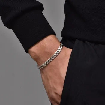 Браслет из титановой стали, мужская минималистичная цепочка в стиле хип-хоп, браслет ручной работы в стиле унисекс, мужские аксессуары
