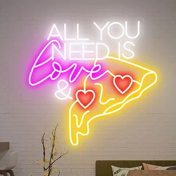 Все, Что Вам Нужно, Это Love Pizza Изготовленная На Заказ Светодиодная Неоновая Вывеска Food Night Light Домашний Декор Стен Персонализированный Бар, Ресторан, Приветственные Знаки
