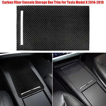 Для Tesla Model X 2014-2020 Накладка на панель для хранения консоли из настоящего углеродного волокна