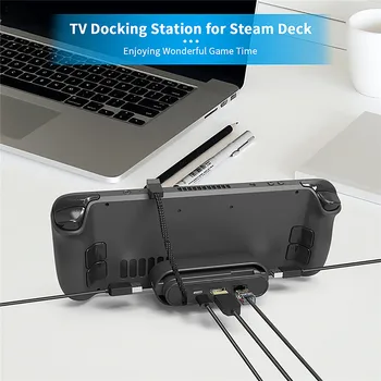 Для док-станции Steam Deck, подставки для телевизора Type-C с HDMI-совместимым держателем концентратора 4K Gigabit Ethernet 1000 Мбит/с, док-станции
