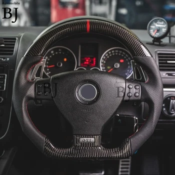 Для Фольксваген Гольф 5 Mk5 GTI TSI Passat Maiteng Touran R32 R34 R36 об/мин Рулевое Колесо Из Углеродного Волокна С Кожей
