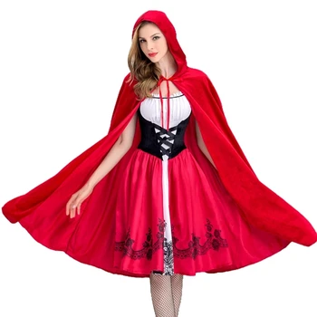 Женский готический костюм Красной Шапочки, плащ с капюшоном, Рождественское платье для вечеринки на Хэллоуин с накидкой для ролевых игр для взрослых