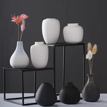 Керамическая ваза, мини-белая Современная композиция из сухих цветов, Креативные декоративные поделки, ваза, украшения для дома, Гидропонная посуда