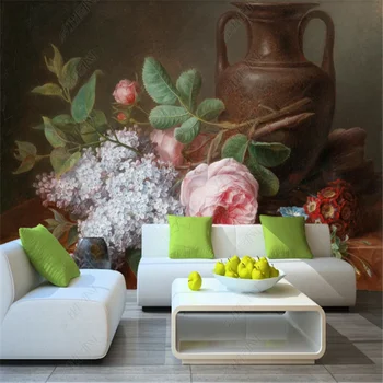 Классический цветочный натюрморт, картина маслом, настенная роспись, обои для гостиной, фон для рисования, обои для домашнего декора