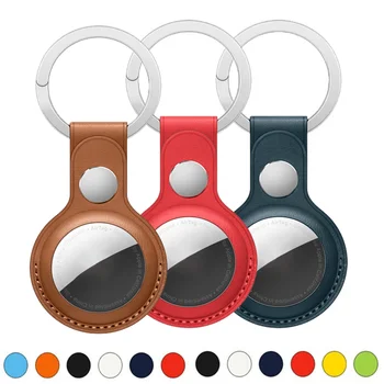 Кожаный брелок для Apple Airtags, защитная оболочка, защита от царапин, брелок для аксессуаров, значок для ключей, кольцо для ключей
