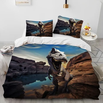 Комплект постельного белья с 3D мультяшным динозавром, комплект постельного белья Queen для подарка ребенку