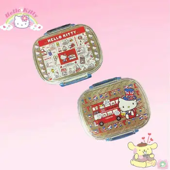 Ланч-бокс Hello Kitty, Аниме Каваи, портативный детский ланч-бокс для фруктовых закусок, герметичный контейнер для еды для пикника в микроволновой печи на открытом воздухе.
