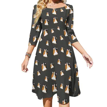 Летнее платье с морской свинкой, Элегантные платья с забавным животным принтом, женское повседневное платье большого размера в уличном стиле в три четверти