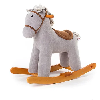 Лошадка-качалка из цельного дерева для мальчиков и девочек классическая серая шведская лошадка-качалка детские игрушки подарки на первый день рождения