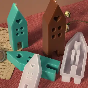 Маленькая форма для свечей в форме дома Силиконовая форма для свечей 3D Декоративная форма для изготовления свечей Выпечки конфет DIY Crafts Силикон