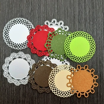Металлические штампованные круглые кружевные бордюры с цветочным узором для вырезания открыток своими руками, тиснение, фоторамка для скрапбукинга-декор