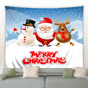 Милый Снеговик Лось Гобелен Мультфильм Санта Клаус Счастливого Рождества Настенный Праздник Новый Год Домашняя Гостиная Декор Спальни Tapiz