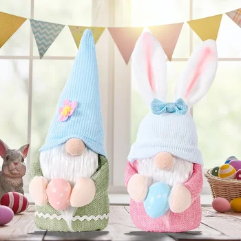 Набор из 2 предметов, новая розовая кукла с заячьими ушками, Идеи для пасхальных украшений, украшения для кукол с яйцами-кроликами