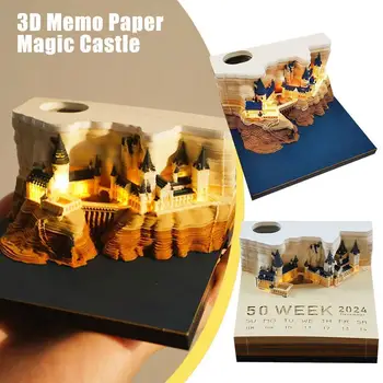 Наклейка Офисный Блокнот 3D-бумага для заметок На заказ, Волшебный Замок, Окружающий Календарь, Креативный подарок, Ручная резьба по бумаге