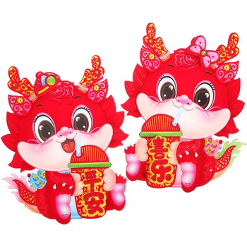 Наклейки на двери Весеннего фестиваля, украшение вечеринки в честь китайского Нового Года, Наклейки на окно и дверь в Год Дракона