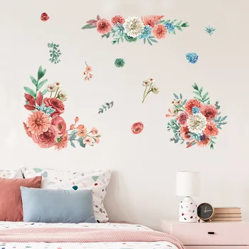 Наклейки с нарисованной хризантемой На стену Декор гостиной Спальни Фон для украшения дома Наклейки С цветами Украшают Обои