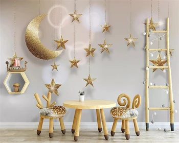 Настенные обои с ручной росписью, звездное небо, звезда и луна, креативный фон для детской комнаты, украшение дома, 3D обои