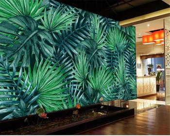 Обои beibehang на заказ, персонализированные минималистичные фрески с пейзажем зеленой листвы на тему ресторанной гостиной, 3D фотообои на стену