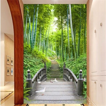 обои wellyu на заказ 3d фотообои деревянный мост небольшой дорожный коридор тихий пейзаж картина таинственный фон обои