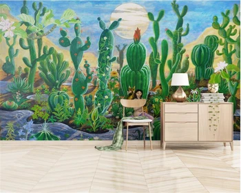 Обои на заказ Beibehang, скандинавская рисованная картина, тропическое растение, кактус, фон для гостиной, спальни, 3D обои, фреска