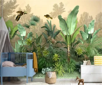 Обои на заказ Средневековые растения тропического леса Пейзаж Животные Фон Настенная живопись Гобелен Гостиная Спальня 3D обои