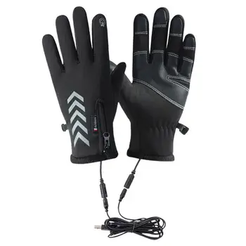 Перчатки с USB-подогревом, зимние водонепроницаемые перезаряжаемые лыжные перчатки с сенсорным экраном для мужчин, зимнее снаряжение для работы на открытом воздухе