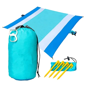 Пляжное одеяло для путешествий по песку с карманом - 84 X 108 дюймов, пляжный коврик с заземляющими кольями, портативное одеяло для пеших прогулок, пикника